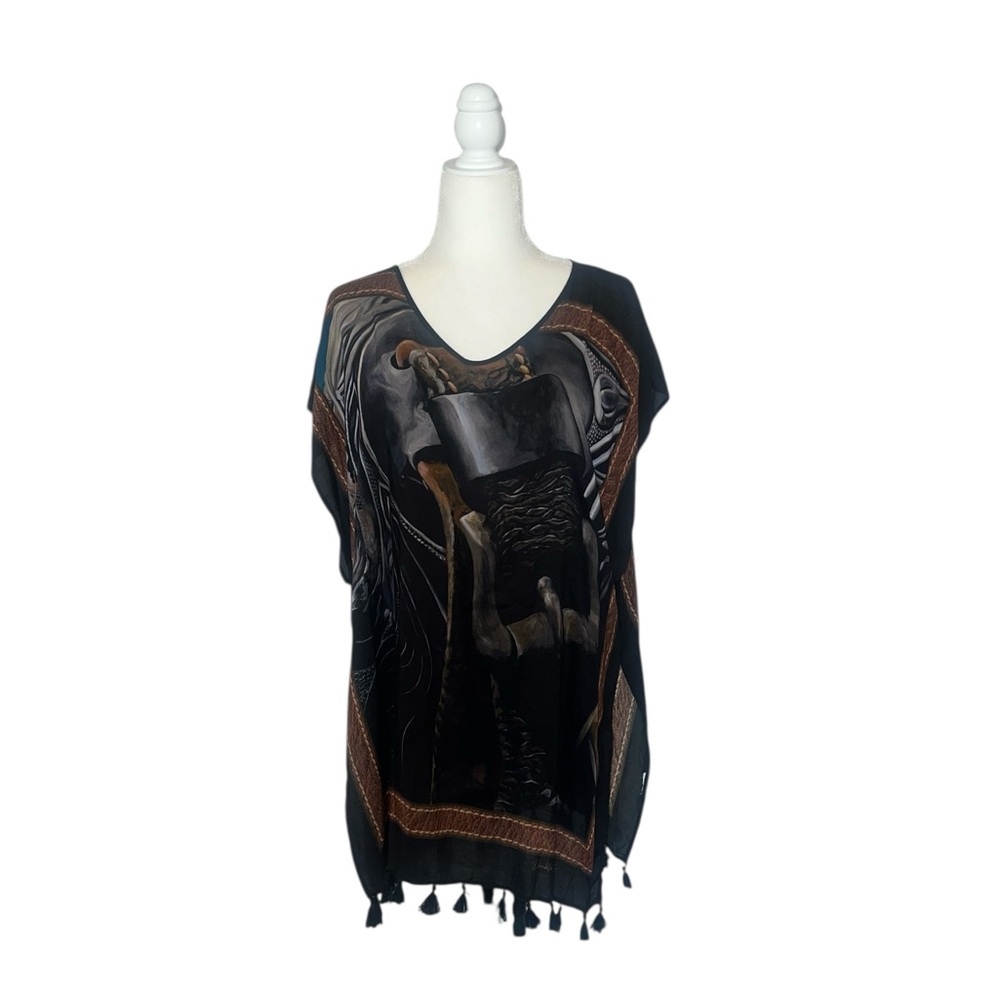 Double D Ranch Black and Brown Women's Top